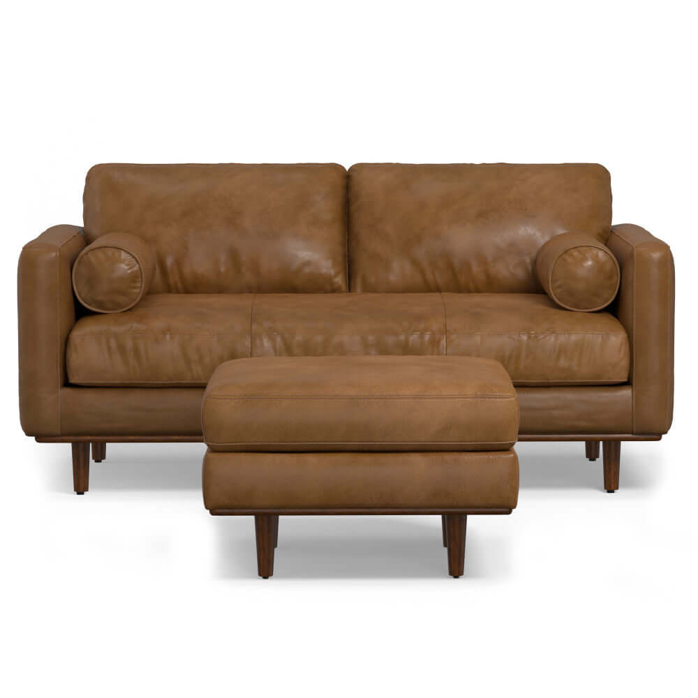 Morrison MCM Leather Sofa Loveseat 72' (2 Colors)