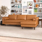 Anthony MCM Tufted Leather Chaise Sofa Sectional 101