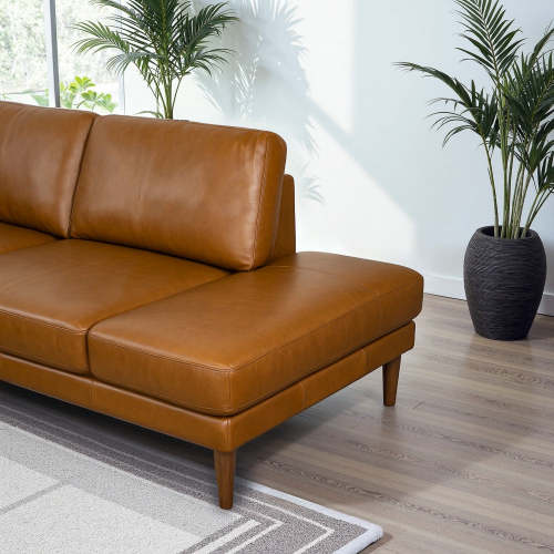 Corbin MCM Tan Leather Sectional Chaise Sofa 108