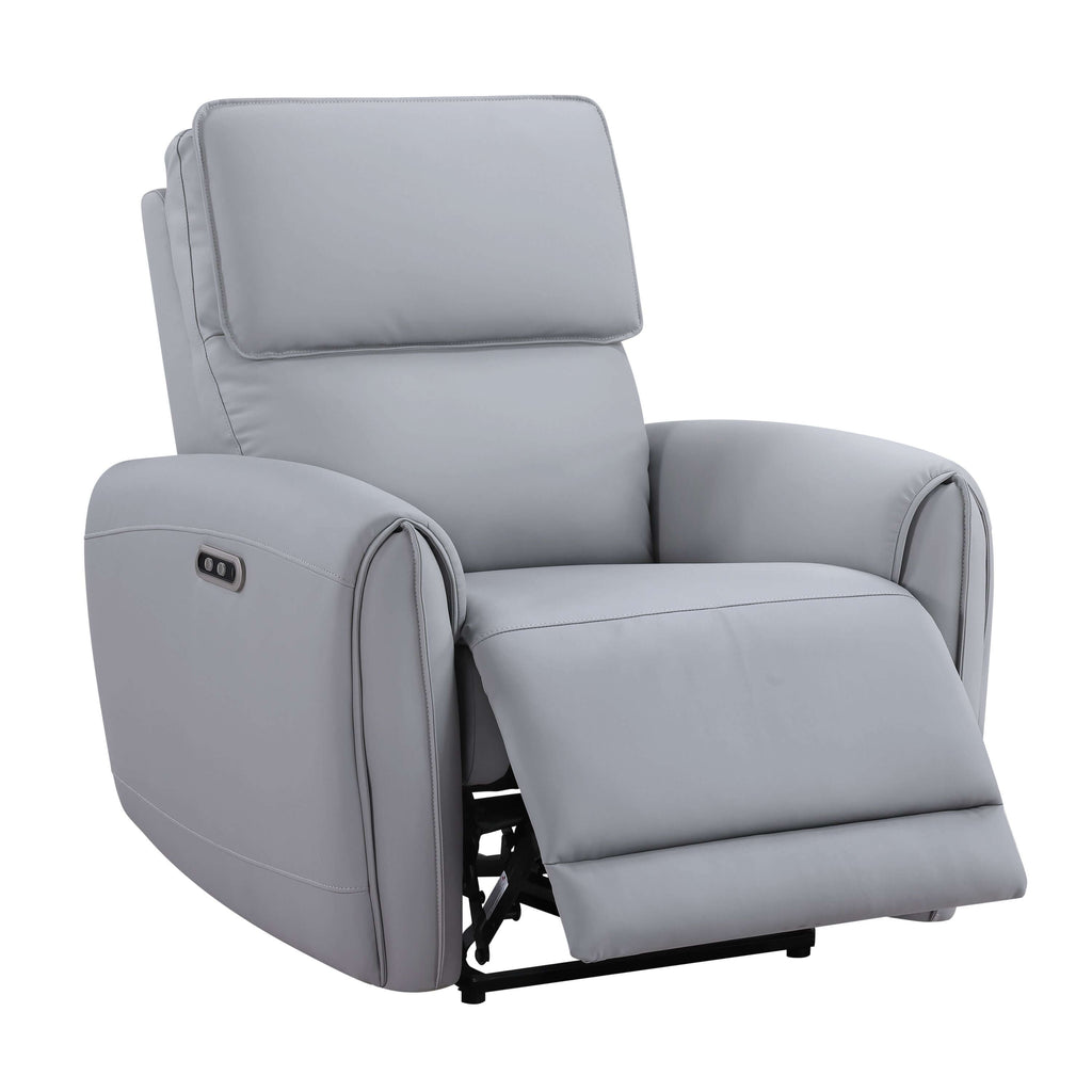 Jeromie Gray PU Leather Power Motion Recliner w/ USB Port