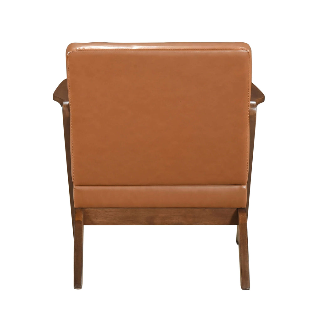 Brown Faux Leather MCM Hard Wood Frame Armchair (2 Color Options)