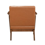 Brown Faux Leather MCM Hard Wood Frame Armchair (2 Color Options)
