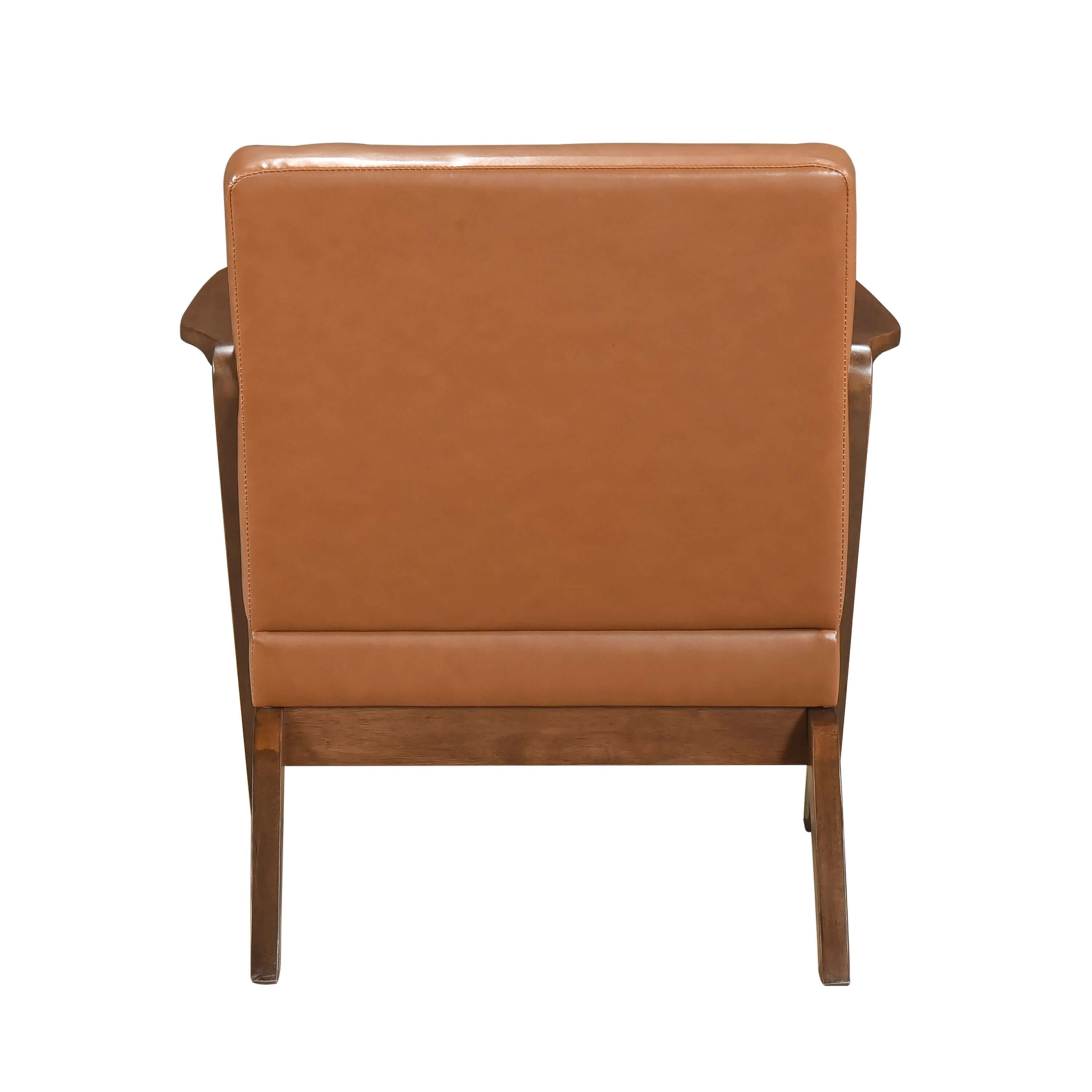 Brown Faux Leather MCM Hard Wood Frame Armchair (2 Color Options)