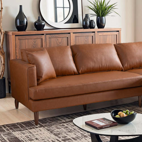 Blake Cognac Leather Sectional Sofa Right Facing Chaise 107