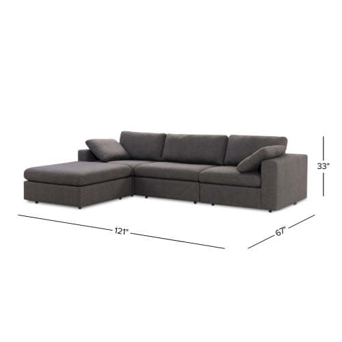 Cecilia Dark Gray Modular Chaise Sofa Sectional 121