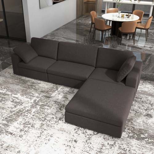 Cecilia Dark Gray Modular Chaise Sofa Sectional 121