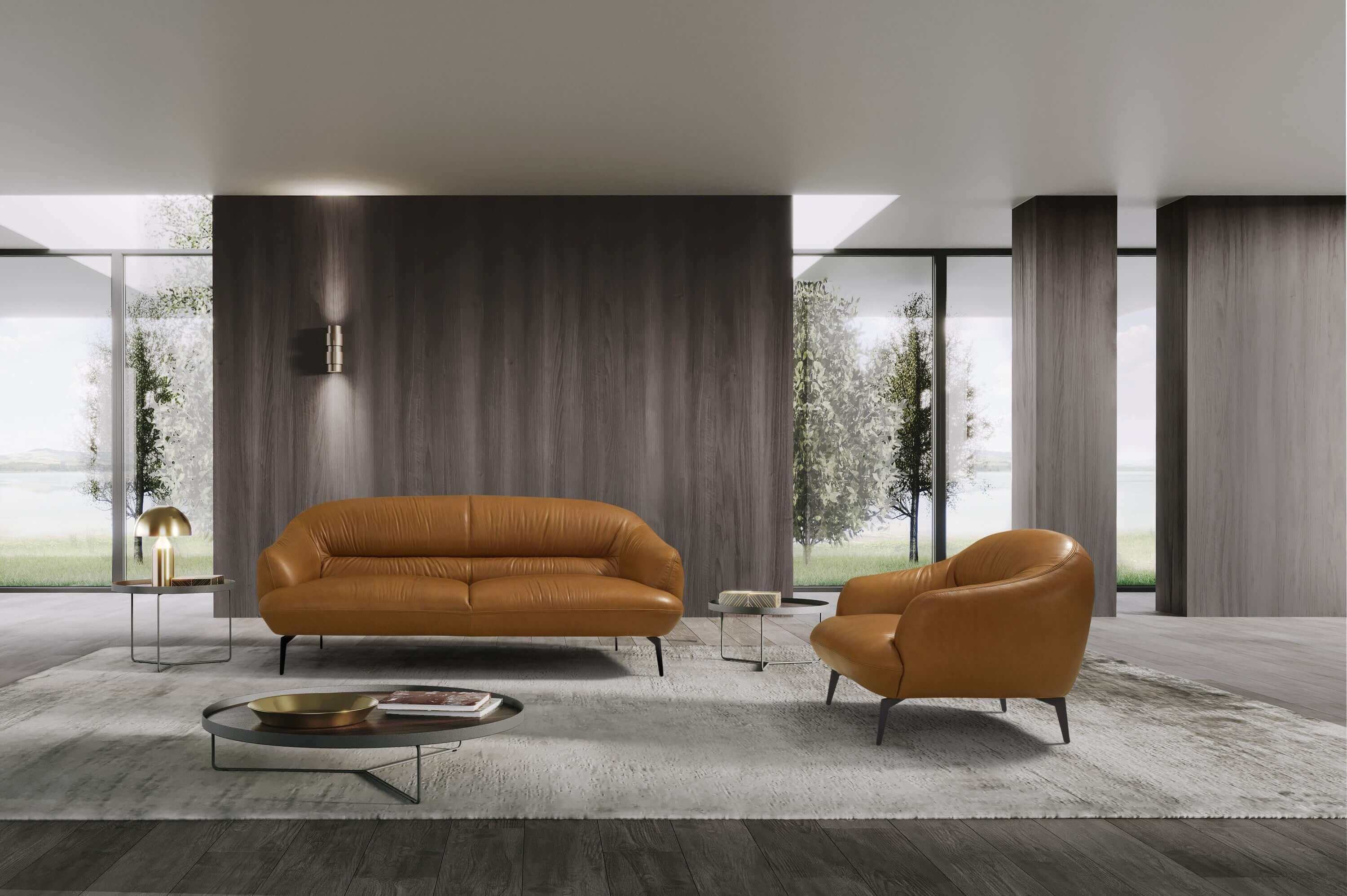 Leonia Italian Leather Loveseat Sofa 66L