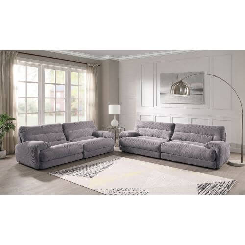 Cadenza Contemporary Gray Corduroy Sofa