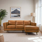 Chase MCM Tan Leather Chaise Sofa Sectional 92