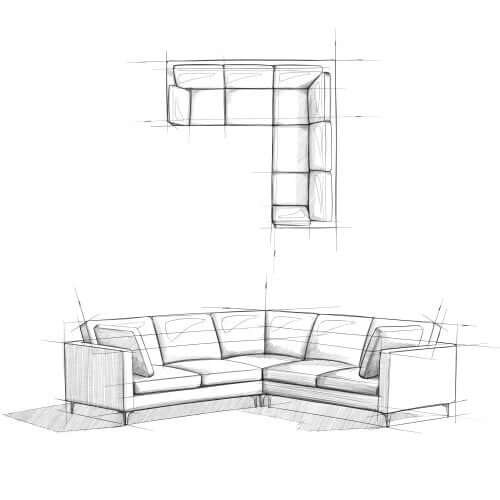 Ava MCM Cream Symmetrical Corner Sofa Sectional 102 (2 Colors)