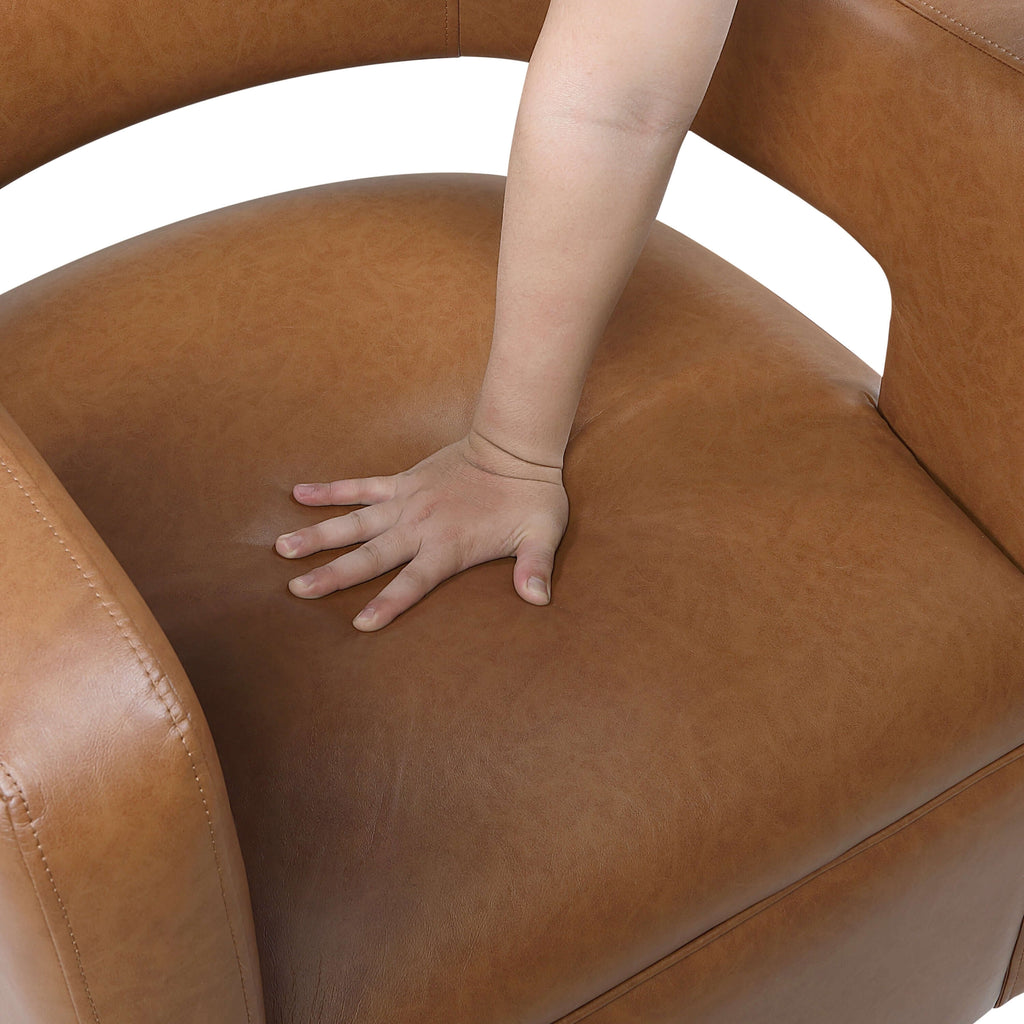 MCM Accent Faux Leather Swivel Chair (2 Colors)