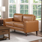MCM Brown Faux Leather Sofa Loveseat 54L