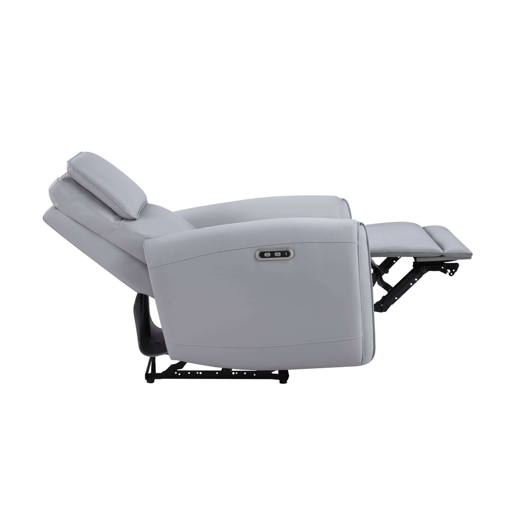 Jeromie Gray PU Leather Power Motion Recliner w/ USB Port
