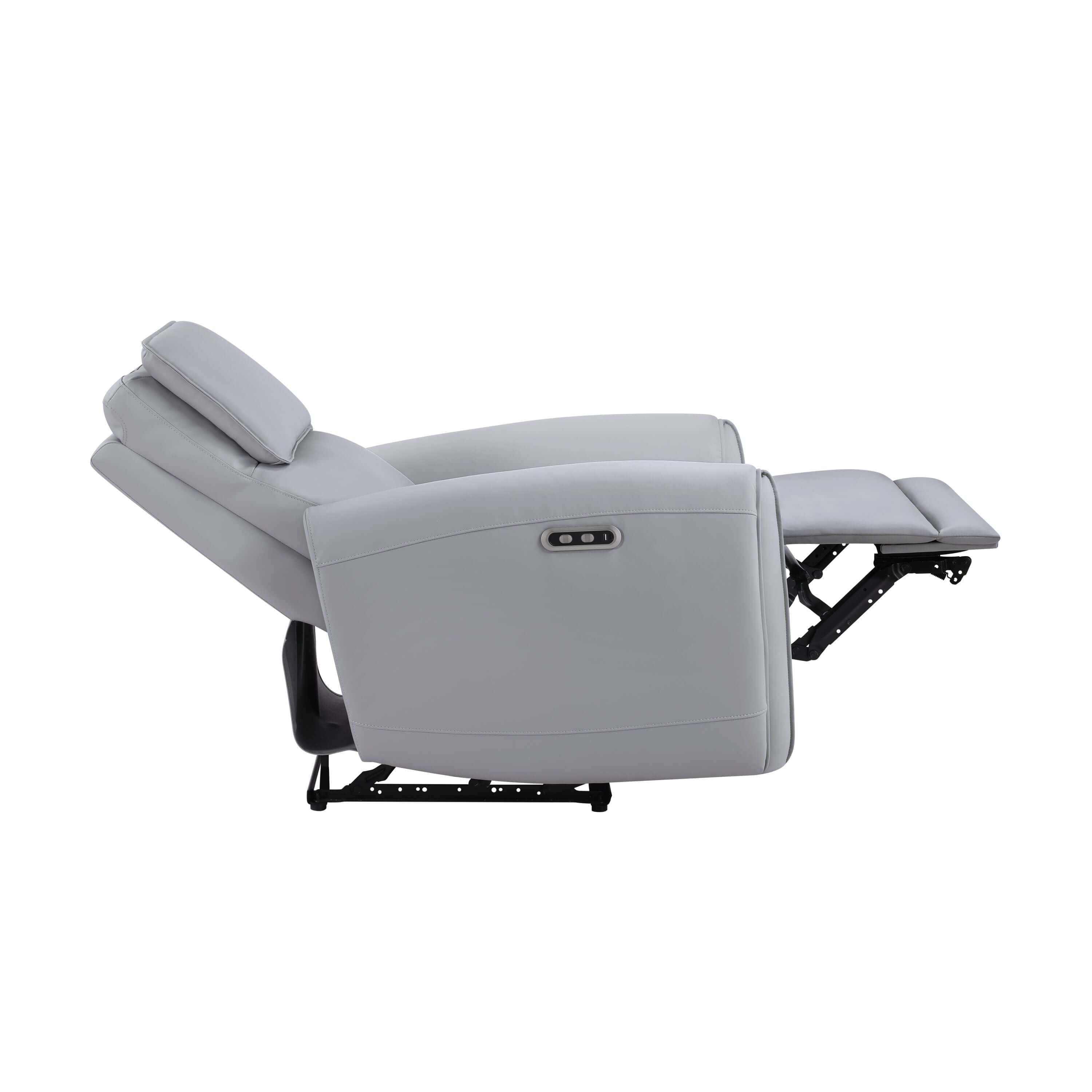 Jeromie Gray PU Leather Power Motion Recliner w/ USB Port