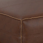 Brody Large Square Brown Faux Leather Ottoman 36W (2 Colors)