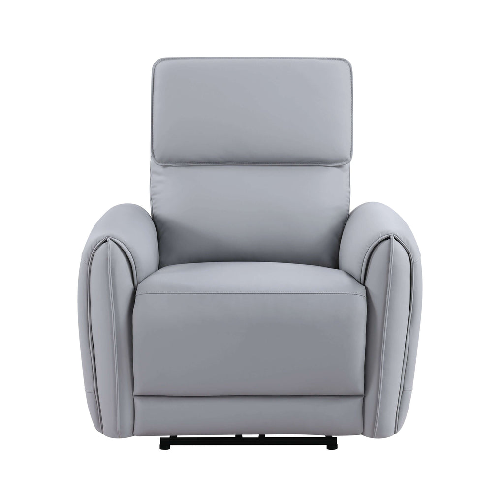 Jeromie Gray PU Leather Power Motion Recliner w/ USB Port