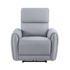 Jeromie Gray PU Leather Power Motion Recliner w/ USB Port