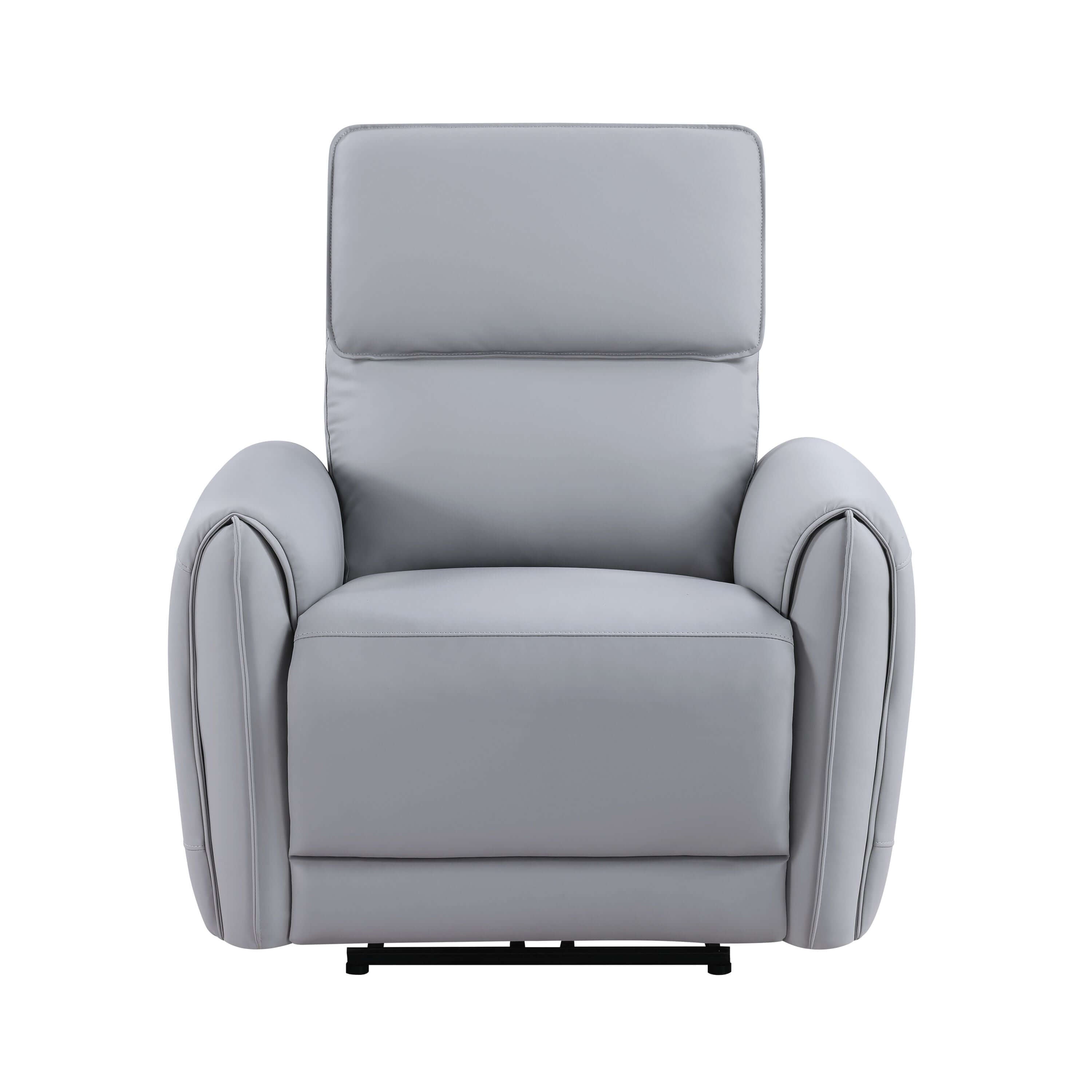 Jeromie Gray PU Leather Power Motion Recliner w/ USB Port