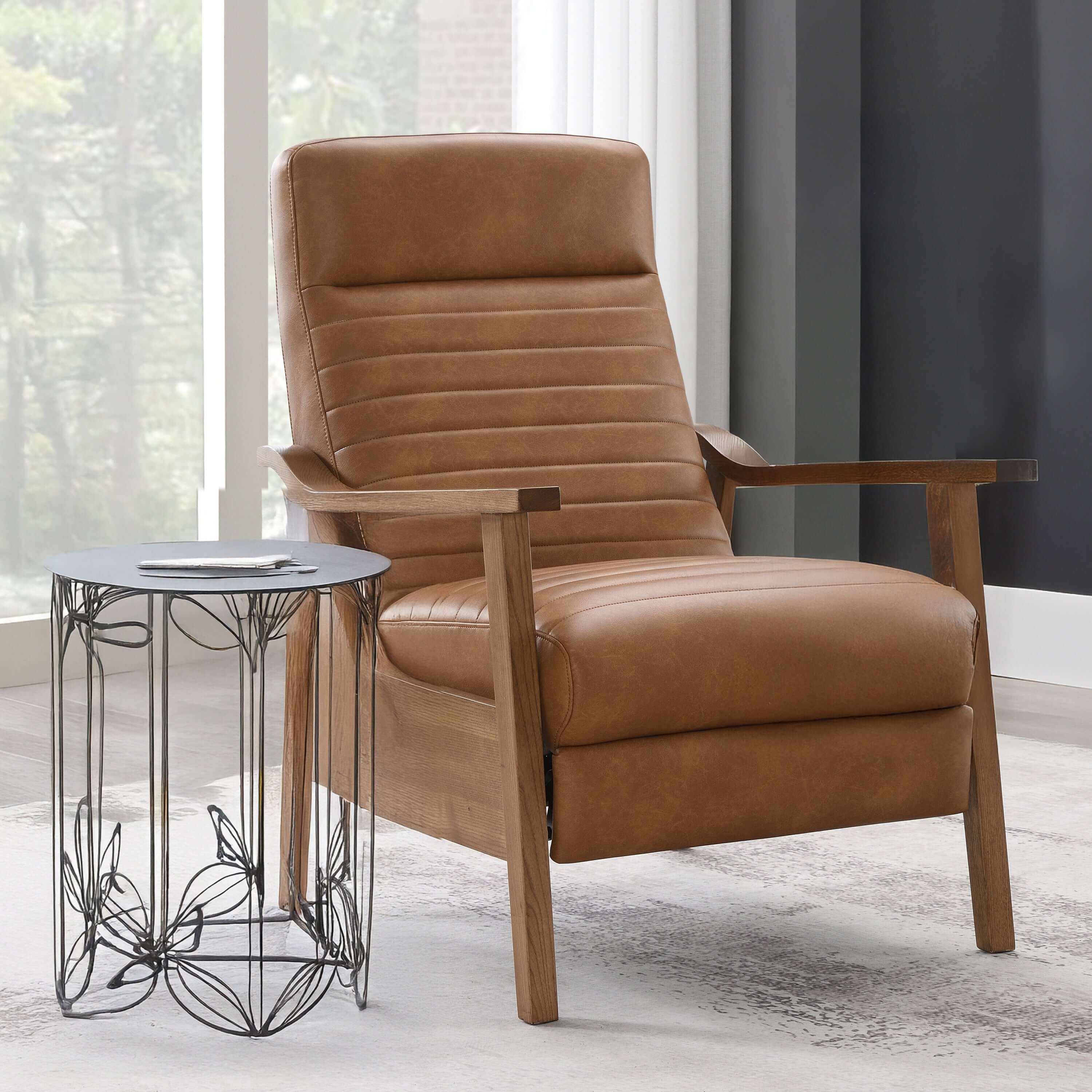 Asher MCM Faux Leather Push-Back Recliner (3 Colors)