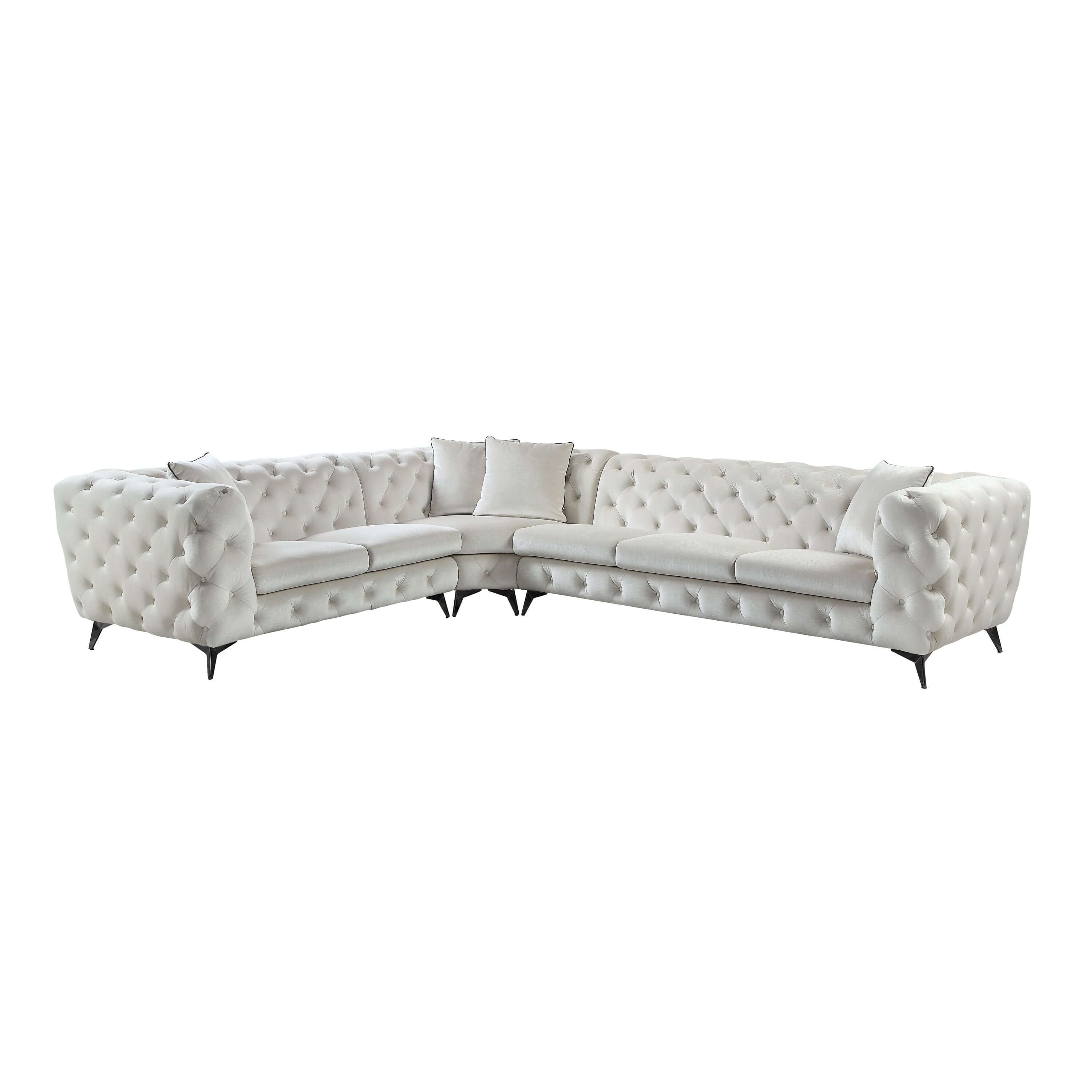 Atronia Beige Tufted Fabric Corner Sectional 133L