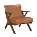 Brown Faux Leather MCM Hard Wood Frame Armchair (2 Color Options)