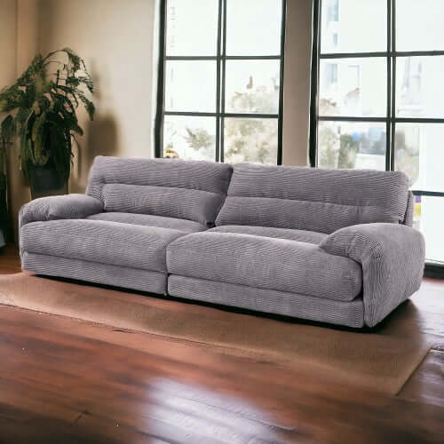 Cadenza Contemporary Gray Corduroy Sofa