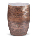 Engraved Antique Copper Round Accent End Table 15W