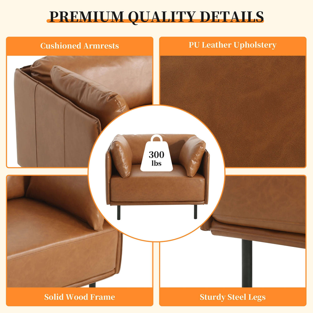 Faux Leather MCM Lounge Chair (3 Colors)