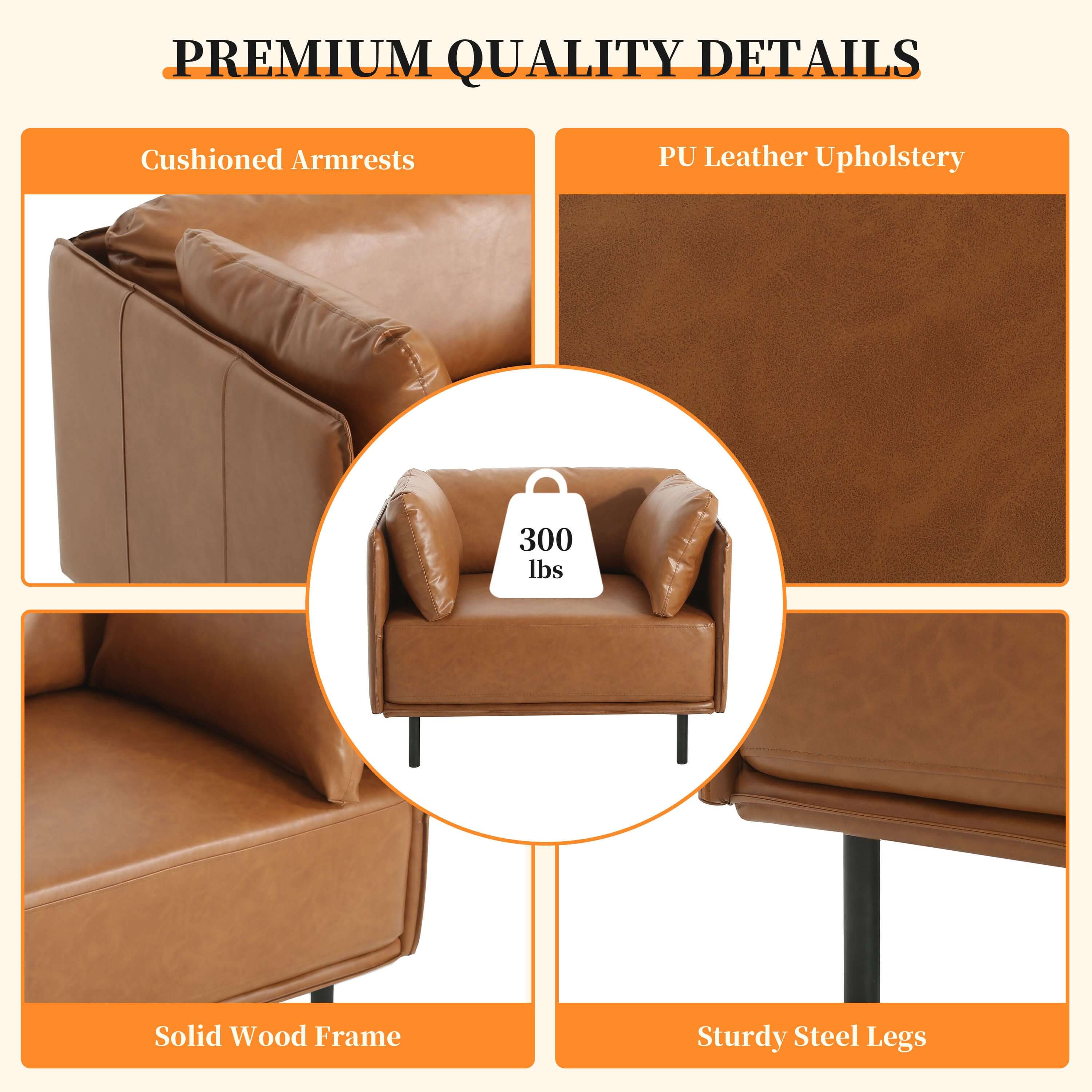 Faux Leather MCM Lounge Chair (3 Colors)