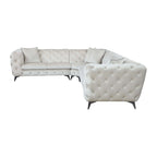 Atronia Beige Tufted Fabric Corner Sectional 133L