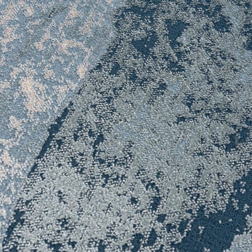 Blue Abstract Wave Poly Fiber Area Rug (2 Sizes Med-Large)