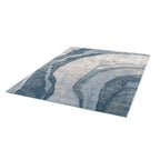Blue Abstract Wave Poly Fiber Area Rug (2 Sizes Med-Large)