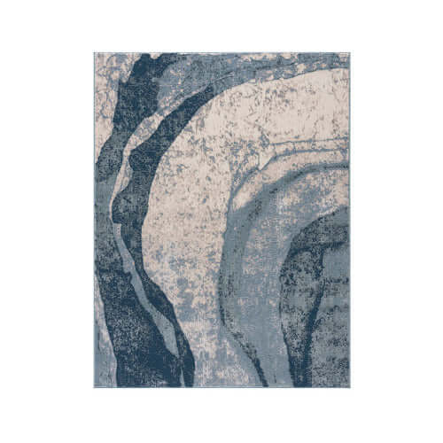 Blue Abstract Wave Poly Fiber Area Rug (2 Sizes Med-Large)