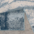 Blue Abstract Wave Poly Fiber Area Rug (2 Sizes Med-Large)