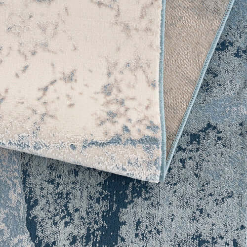 Blue Abstract Wave Poly Fiber Area Rug (2 Sizes Med-Large)