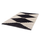 Black and Ivory Modern Diamond Design Area Rug (6' x 9')