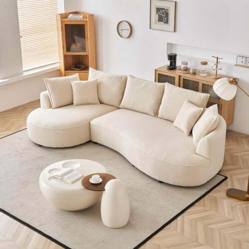 Curvy Left-Facing Chaise Sofa Sectional 123 (2 Colors)