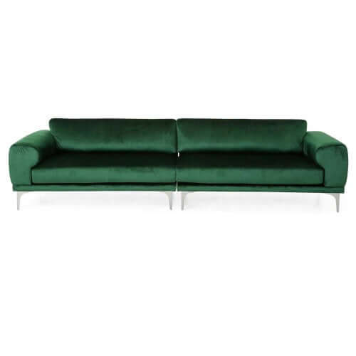 Emerald Green Velvet Deco Modular 2-Piece Sofa 111W