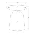 Hammered Metal Round Drum Accent End Table 20 (4 Colors)