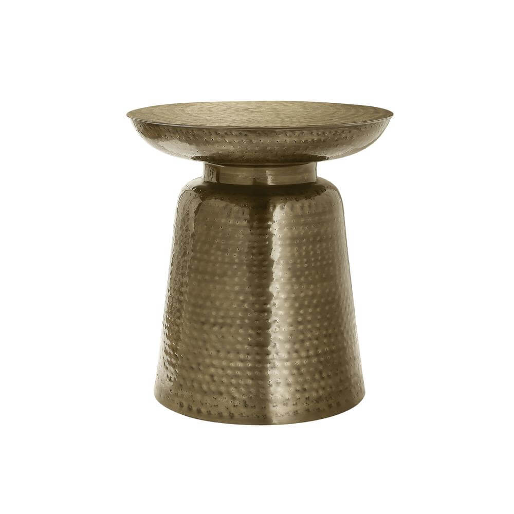 Hammered Metal Round Drum Accent End Table 20 (4 Colors)