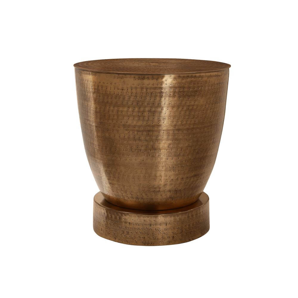 Hammered Metal Round Drum Accent Table 20' (3 Colors)