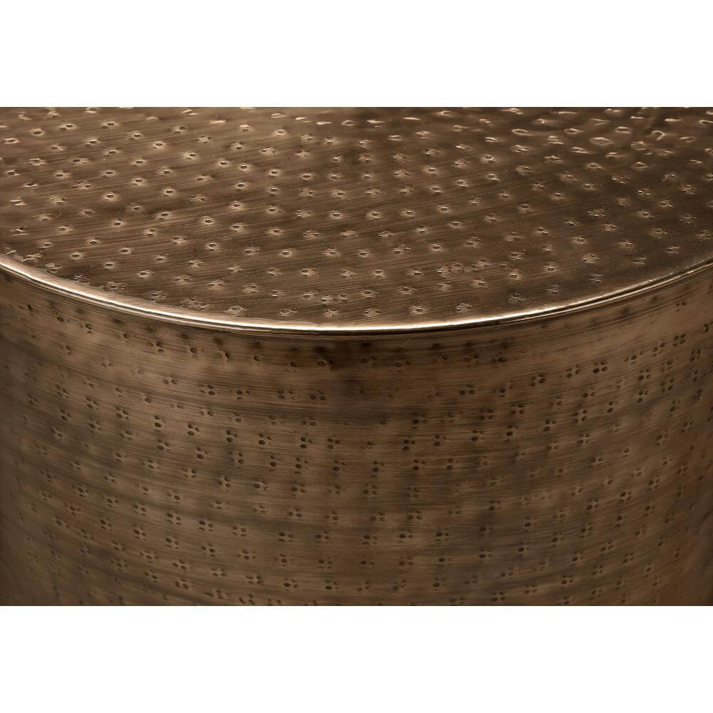 Hammered Metal Round Drum Accent Table 20' (3 Colors)