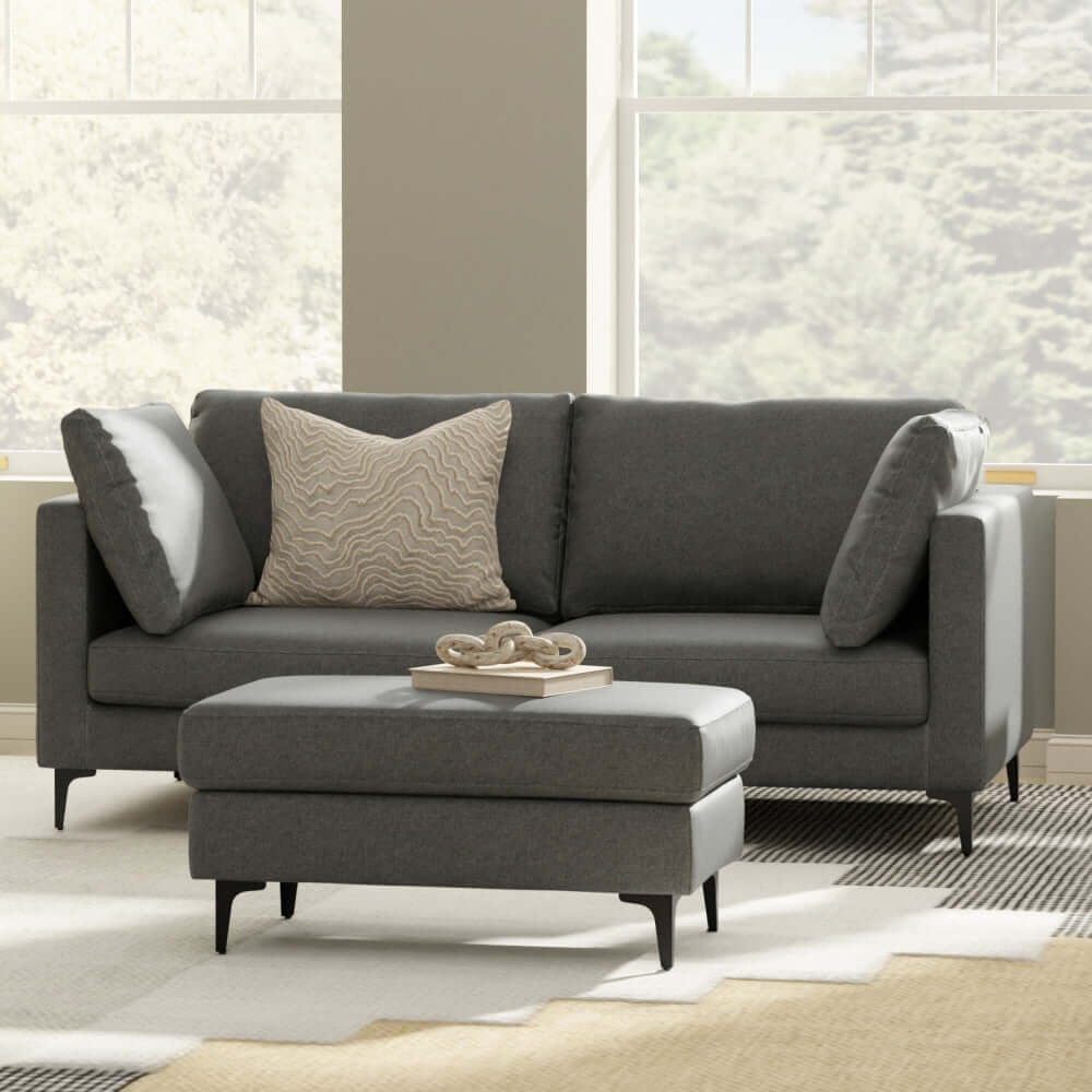 Ava MCM Gray Performance Fabric Sofa Loveseat 76L (2 Color Options)