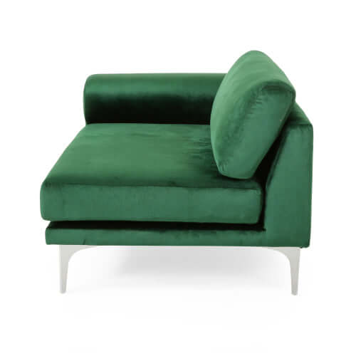 Emerald Green Velvet Deco Modular 2-Piece Sofa 111W