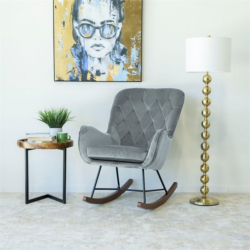 Hannah Classic Tufted Velvet Rocking Chair (4 Colors)