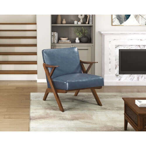 Brown Faux Leather MCM Hard Wood Frame Armchair (2 Color Options)