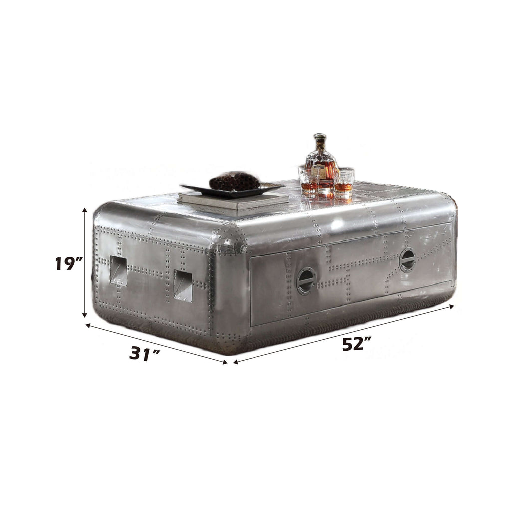 Brancaster Retro Industrial Aluminum Storage Drawer Coffee Table 52W