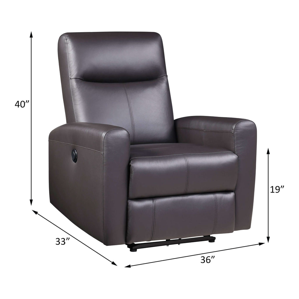Blane Brown Premium Leather Power Motion Recliner