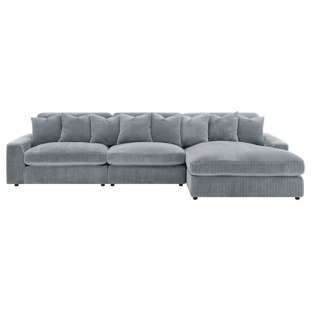 Blaine Corduroy Reversible Chaise Sofa Sectional (2 Colors)