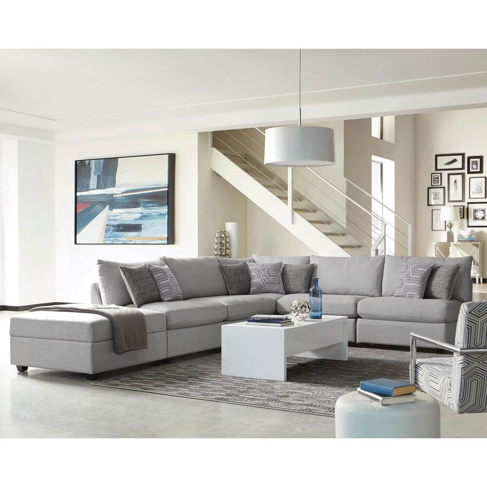 Cambria Modern Modular Fabric Sectional Sofa in Gray (Various Sizes)